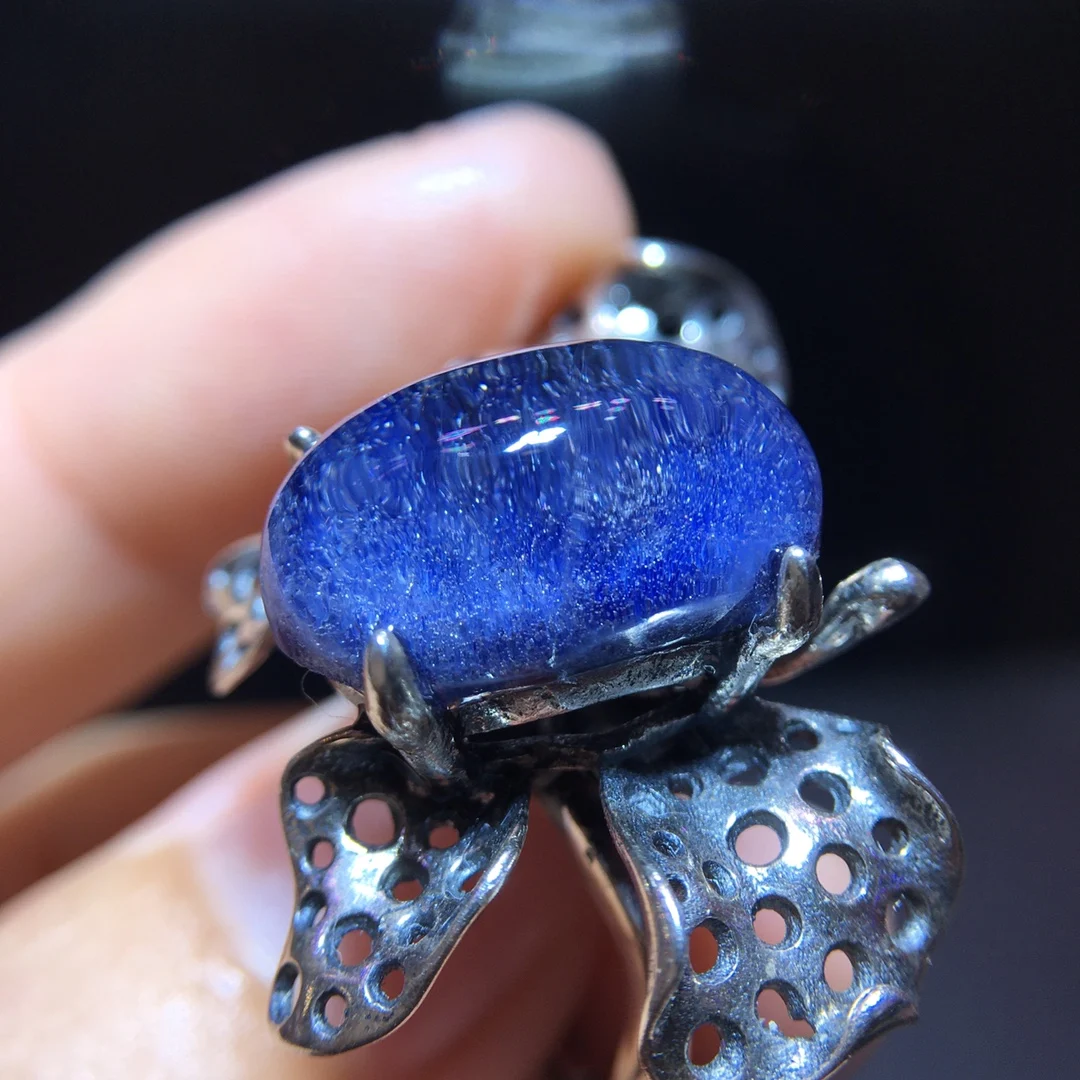 

Регулируемое кольцо из натурального синего рутилированного кварца Dumortierite 16,8/1,5 мм Dumortierite для женщин и мужчин, ювелирные изделия AAAAAAA