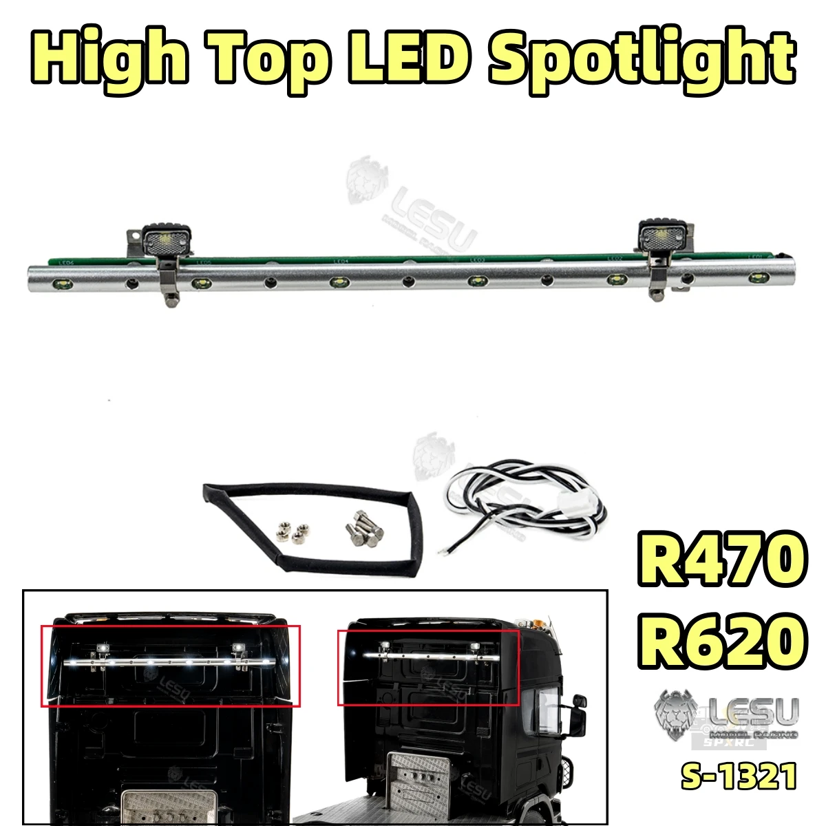 led-スポットライト-ハイトップ変換-s-1321-アルミ合金アップグレード-1-14-タミヤ-スカニア-r470-r620-トラック改造用