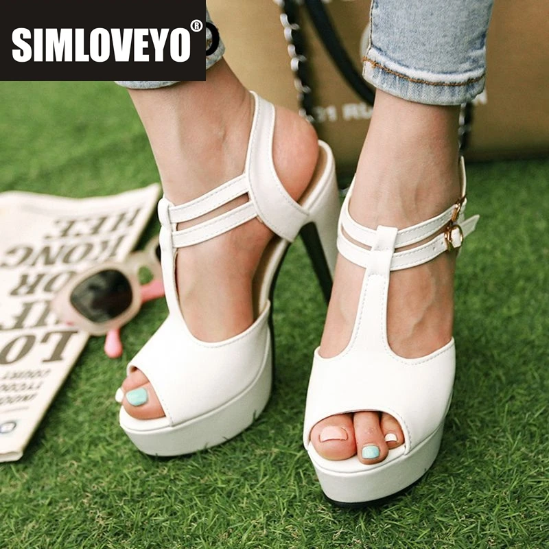 

SIMLOVEYO Сексуальные женские босоножки с открытым носком на высоком каблуке 11,5 см на платформе 3,5 см с двойной пряжкой и Т-образным ремешком плюс Suze 41 42 43 Туфли для свиданий