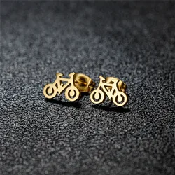 Punk Tiny Bicycle Earrings for Men Women Stainless Steel Bike Jewelry Fashion Fitness Sports Stud Earrings Pendientes Mujer