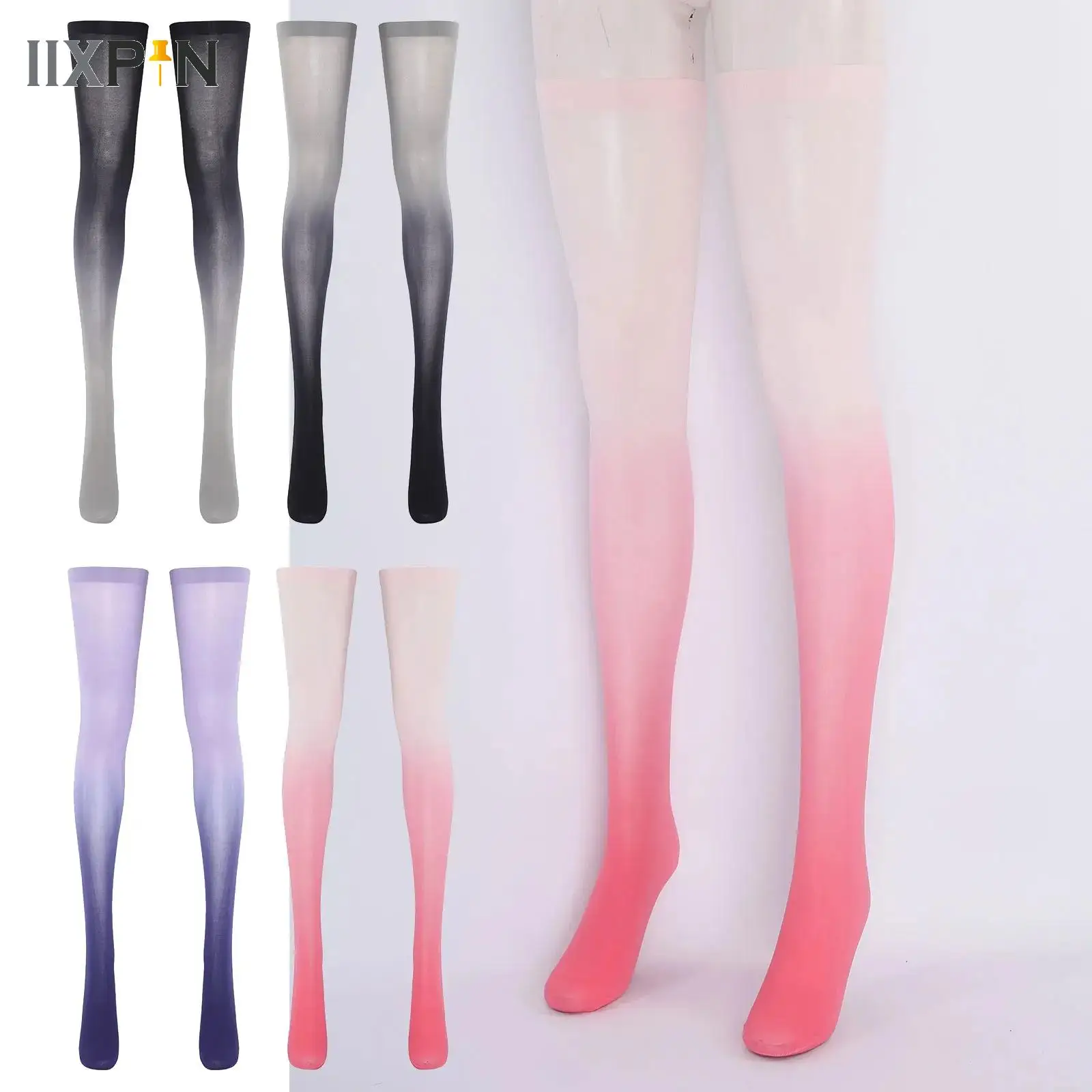 

1Pair Women Stylish Vintage Tights Gradient Colored Thigh Length Stockings Long Tube Socks Costume Accessory for Party Nightclub