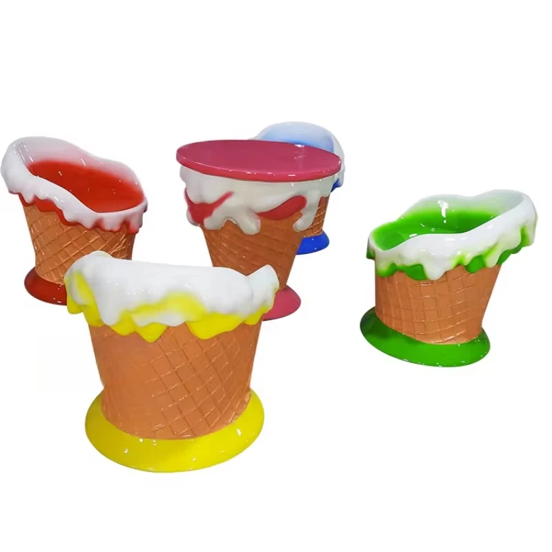 

Customized simulated ice cream cone stool table combination sculpture