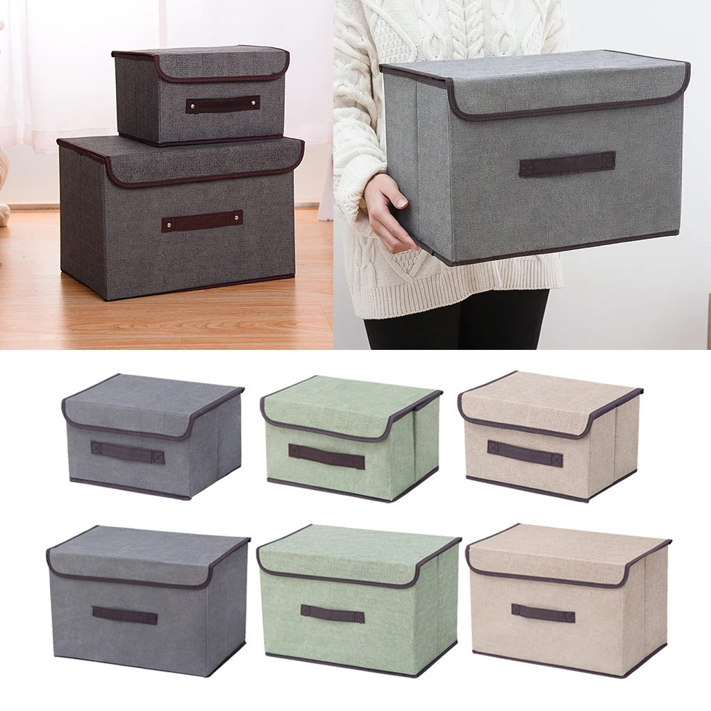 Storage Box with Lid Foldable Storage Organizer Box Storage Bin , Books, Closet, Bedroom, Home