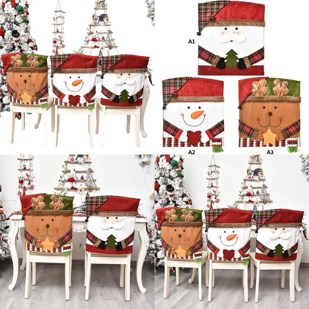

Набор из 6 рождественских чехлов на стулья — очаровательные чехлы со снеговиком, Санта-Клаусом и лосем для праздничной вечеринки, декора праздничных обеденных стульев