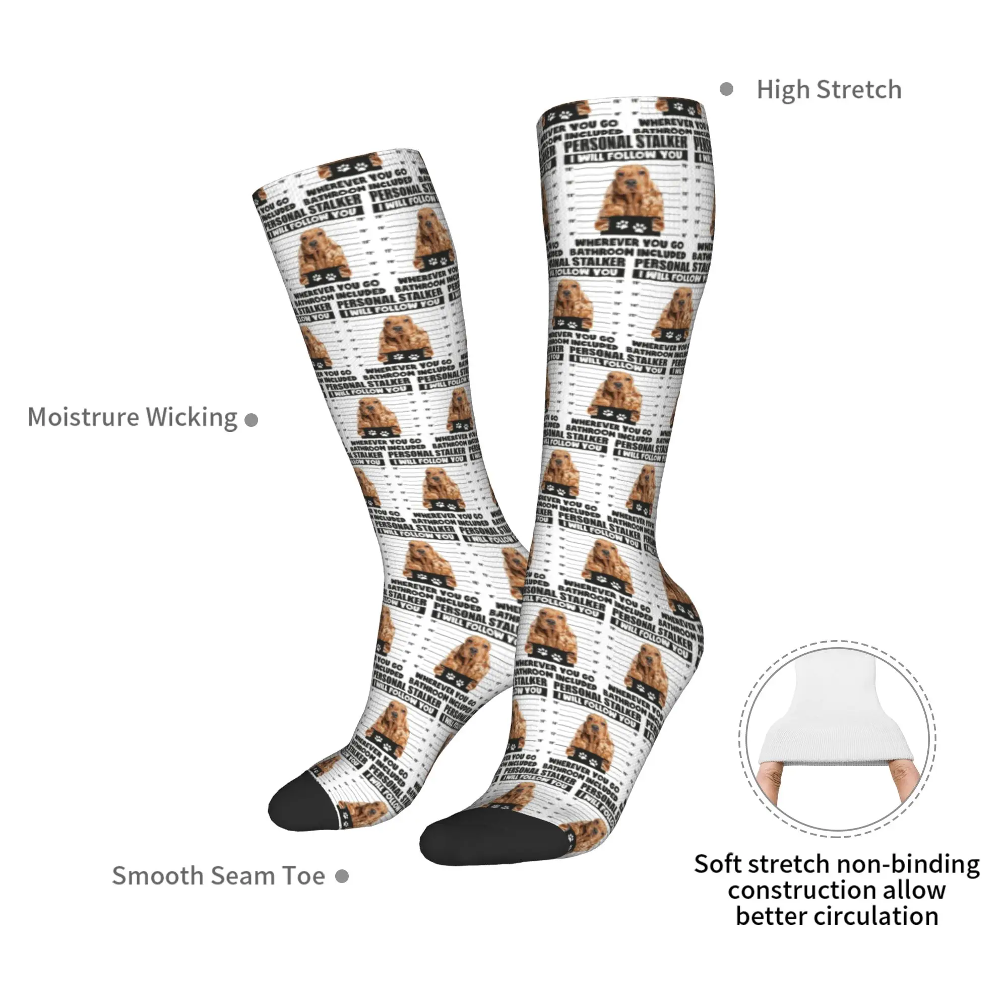All Seasons Crew Stockings Funny English Cocker Spaniel Puppy Sayings Socks Harajuku Funny  Long Socks Accessories for Men Women