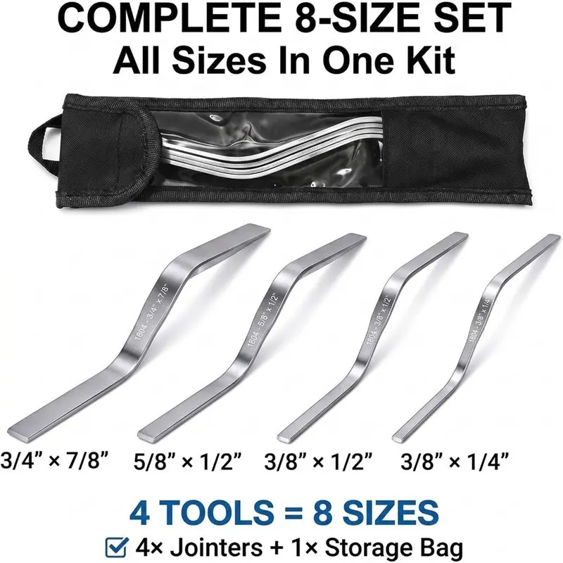 AT19-Bricktuck Pointing Trowel- Stainless Steel 4-Piece Double-Ended Jointer Tool Set For Masonry Cement Brick