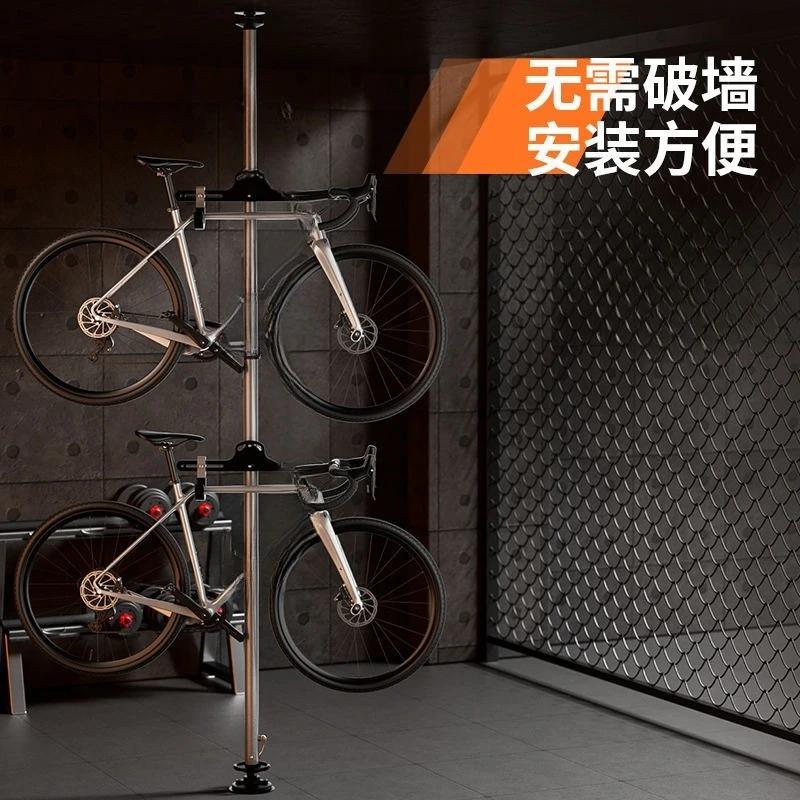 Bicycle upright column display frame, road car hanging frame weighted household vertical parking rack No punching