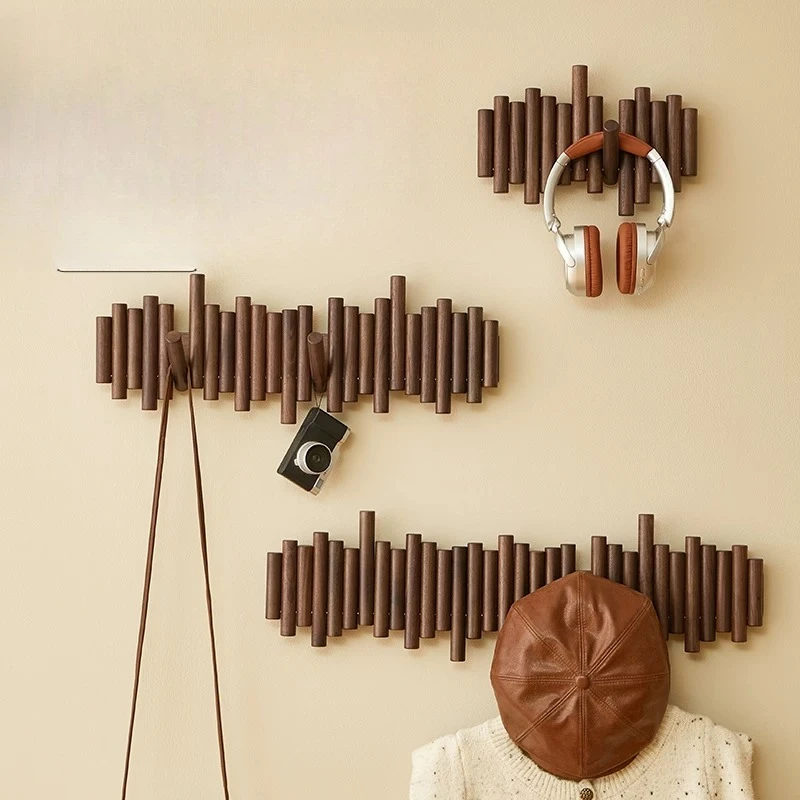 

Black walnut solid wood coat hook enters the door entrance hanger wall wall wall hanging door coat and hat hook