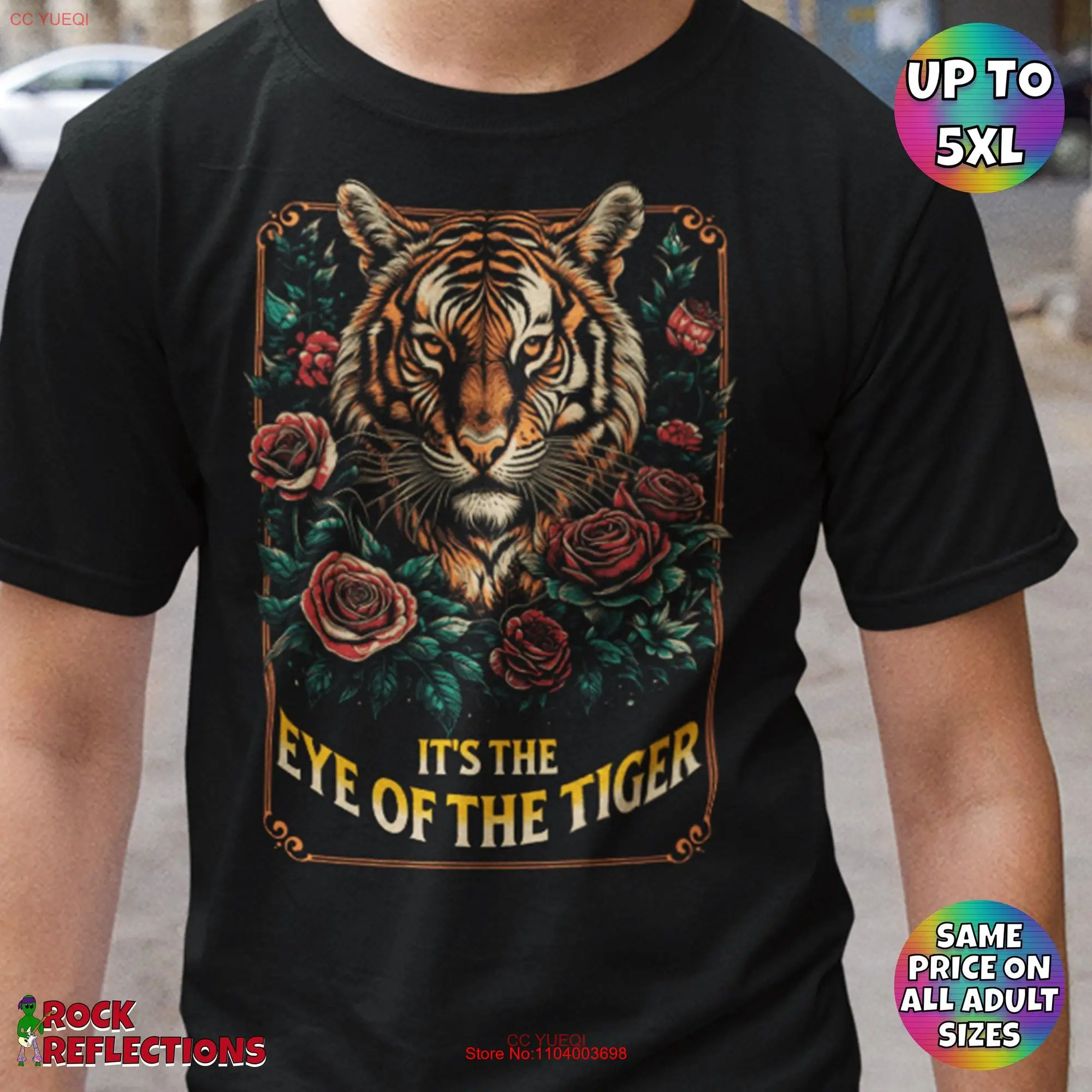 Футболка Rock Music с принтом глаз тигра, Классическая рулонная сорочка для влюбленных, с длинным или коротким рукавом