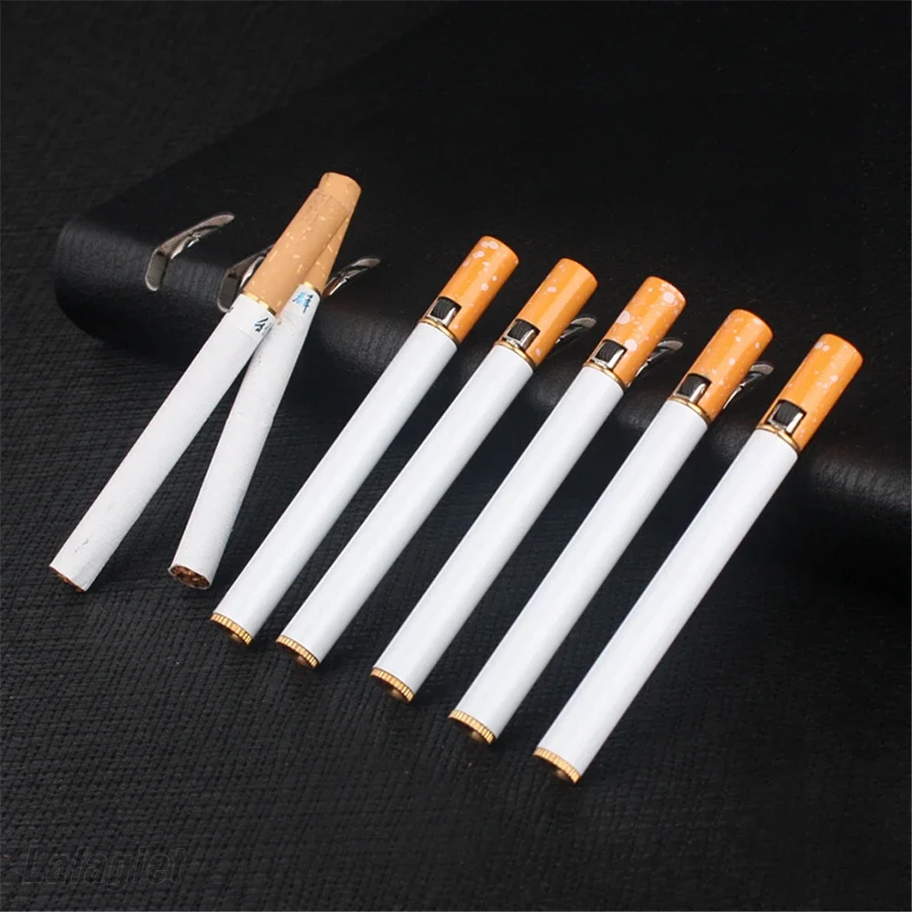 Mini Cigarette Lighter Portable Grinding Wheel Refillable Butane Gas Open Flame Lighter Cigarette Box Smoking Tool Creative Gift