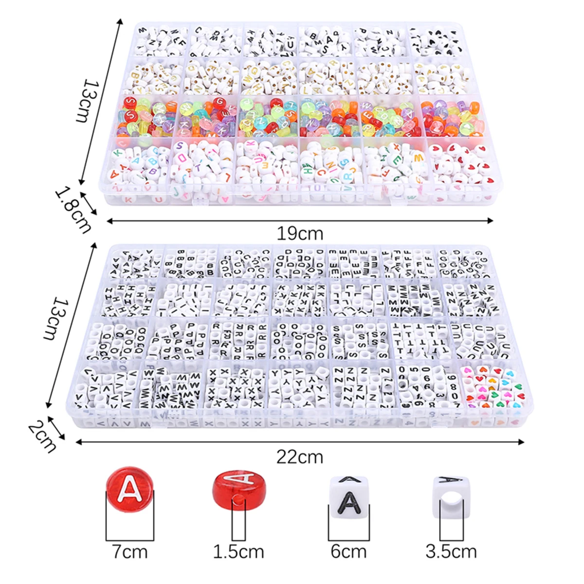 Multipurpose Acrylic Beads Kit - 6x6mm/4x7mm Number/Heart/Alphabet Charms for Jewelry, Keychains & DIY Crafts, Creative Choice
