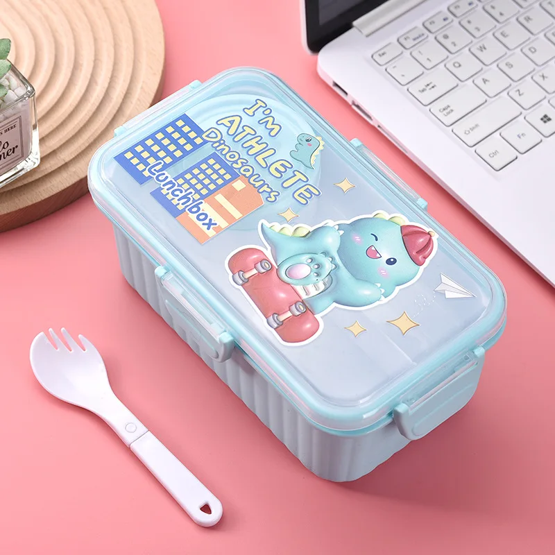 1 قطعة شبكة كرتونية مزدوجة الانقسام مع وعاء الحساء صندوق الغداء ضوء بينتو صندوق الغداء صندوق الغداء #5