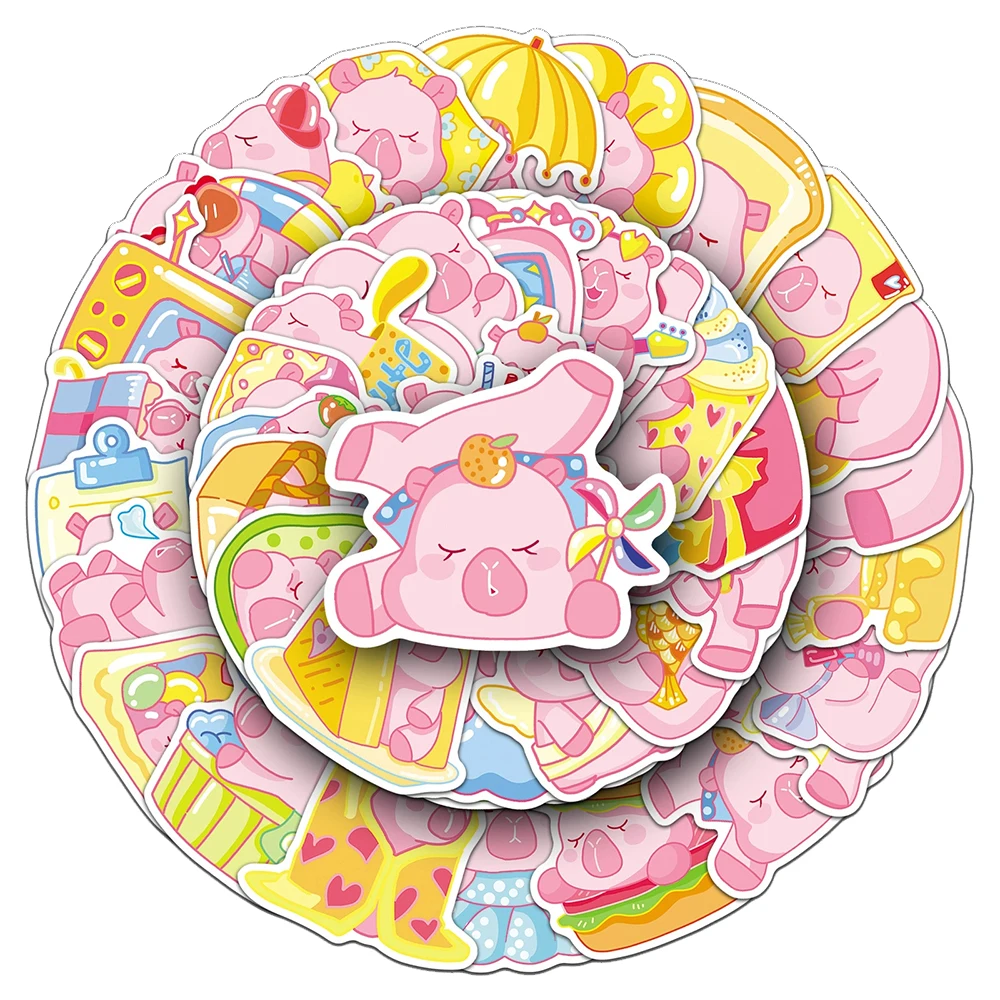 10/30/50pcs rose Animal Capybara autocollants imperméable Graffiti bricolage planche à roulettes téléphone réfrigérateur guitare mignon dessin animé décalcomanies jouets cadeau