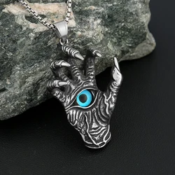 Gothic Demon Hand Claw Pendant Necklaces For Men Boys Chain Punk Hip Hop Demon Eye Necklace Street Biker Jewelry Gifts Wholesale
