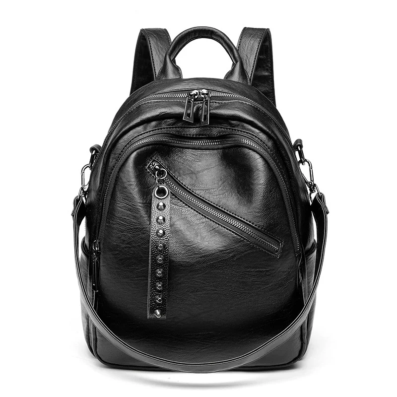 school backpack High quality leather women high capacity shoulder bag leisure bags for teenage girls 2024 C1669