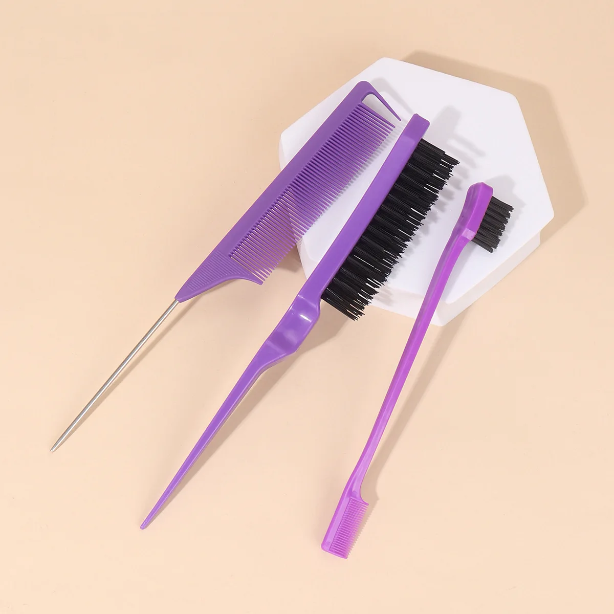 3pcs/set Double Sided Hair Edge Brush Set Hair Styling Comb Control Brush Accessories Hairline Brush Comb Styling Partition Comb