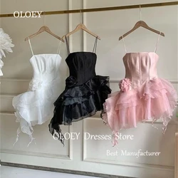 OLOEY Modern 2025 Mini Short Cocktail Dress Spaghetti Straps Layered Ruffles Wedding Party Dress Custom Prom Gown Zip Back