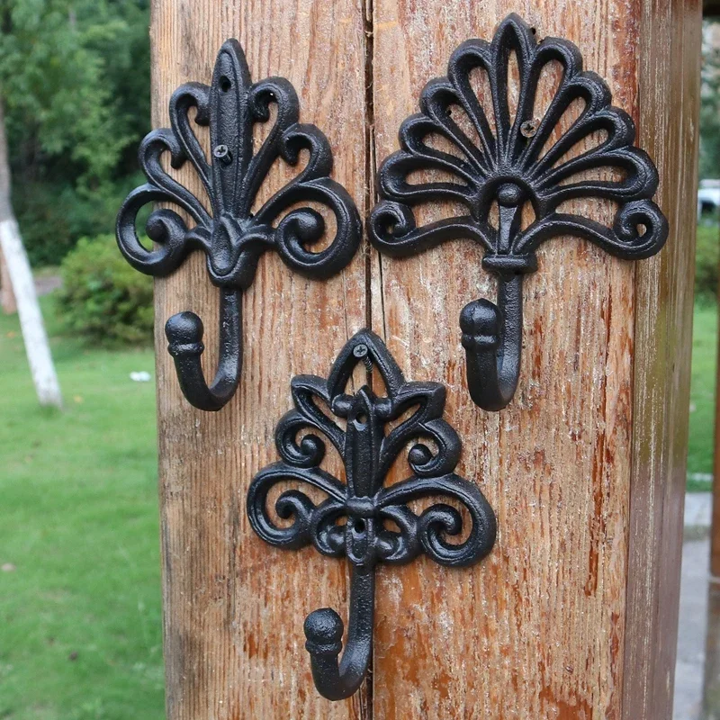 European Court Vintage Cast Iron Hooks Single Hook Wall Hanging Wall Decoration Coat and Hat Hook Home Decoration