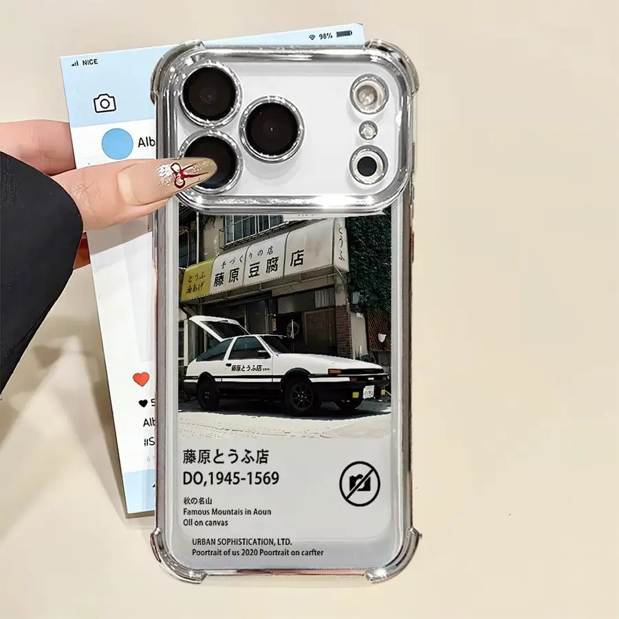 حافظة لهاتف ابل ايفون 16e 16 15 14 بلس 13 12 11 برو ماكس 17 غطاء شفاف أنيمي الأولي D Car #2