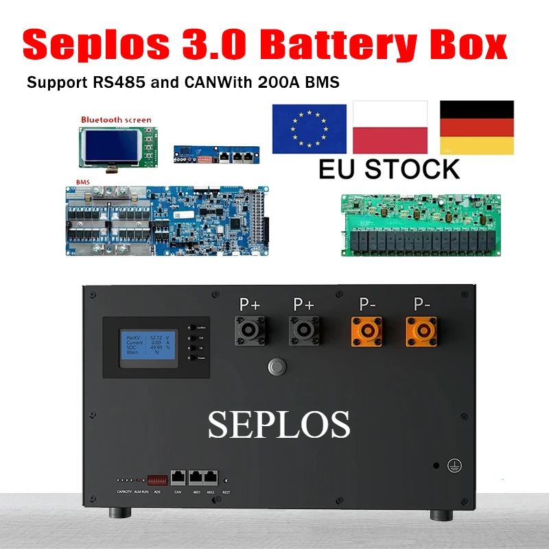 

Seplos Version 3.0 DIY Kits 48V 280ah LiFePO4 Battery Case 51.2V Box BMS Smart Active Balance Equalizer 2A for Solar Energy