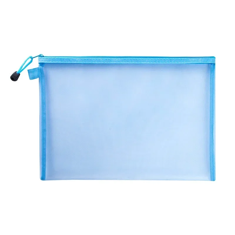 Transparente Nylon Mesh Storage Bag, File Folders, Zipper conveniente, Student Test, Papelaria Organizador, Material Escolar, A4, A5