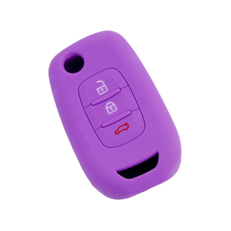 PREISEI-funda de silicona con 3 botones para llave de coche, funda protectora para Renault, Kadjar, Captur, Symbol, Koleos, Megane