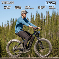VITILAN T7Pro Adult Electric Bike 1600W Electrical Road Bicycle 52V 20Ah Fatbike MTB E-bike 26\