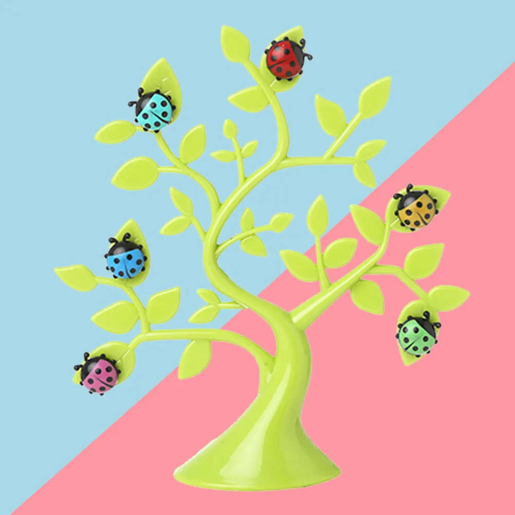 Creative Ladybug Shape Magnets on Tree Frame Magnetic Note Holder for Photos Postcards Messages Home Office Refrigerator