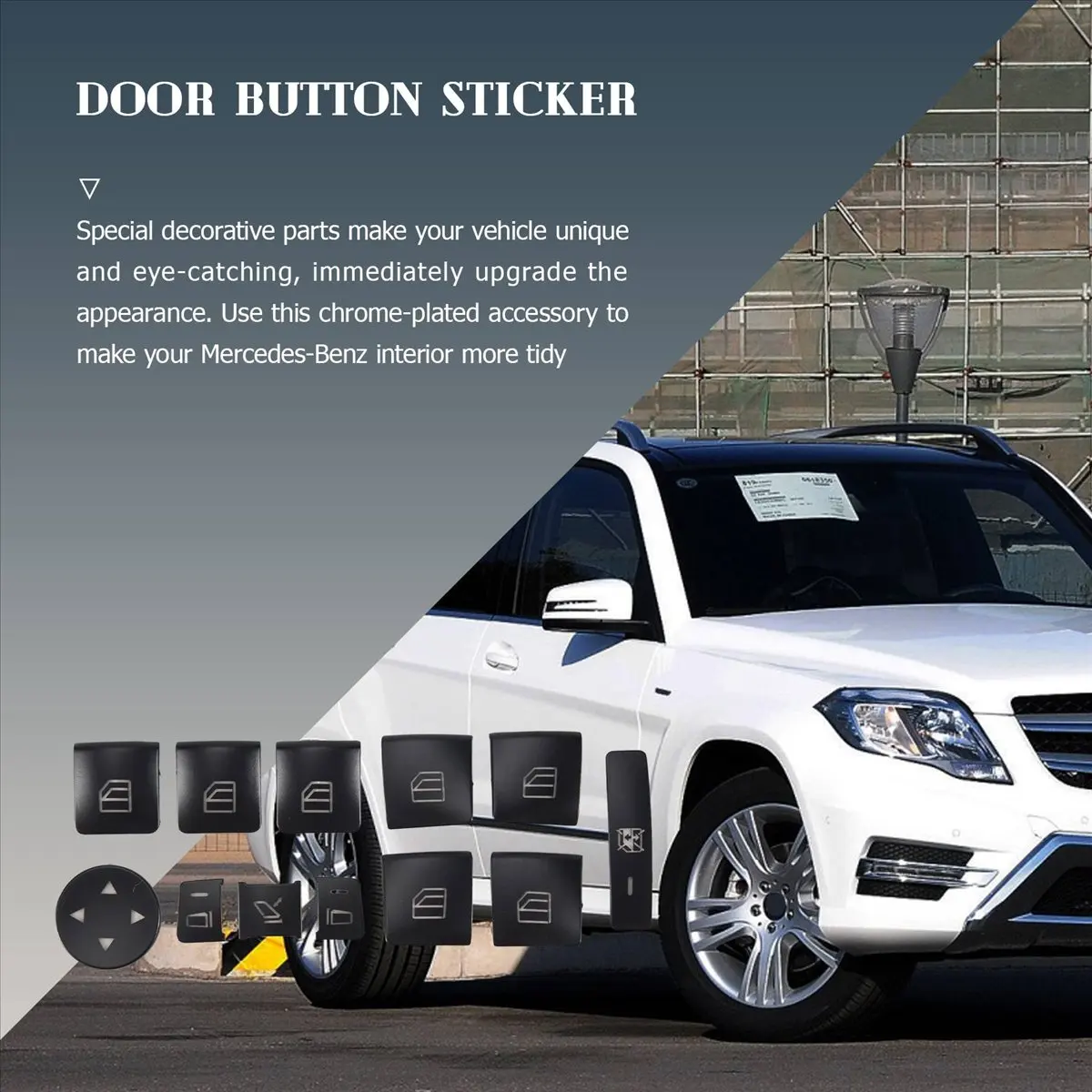 Super Sale 12PCS Car Door Armrest Window Switch Button Trim Cover Sticker for Mercedes Benz GLK ML GL a B C E G Class W204 X166