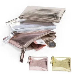 Mini billetera de cuero PU, monedero, llavero, bolsillo, almacenamiento, transparente, cremallera, impermeable, portátil, fino