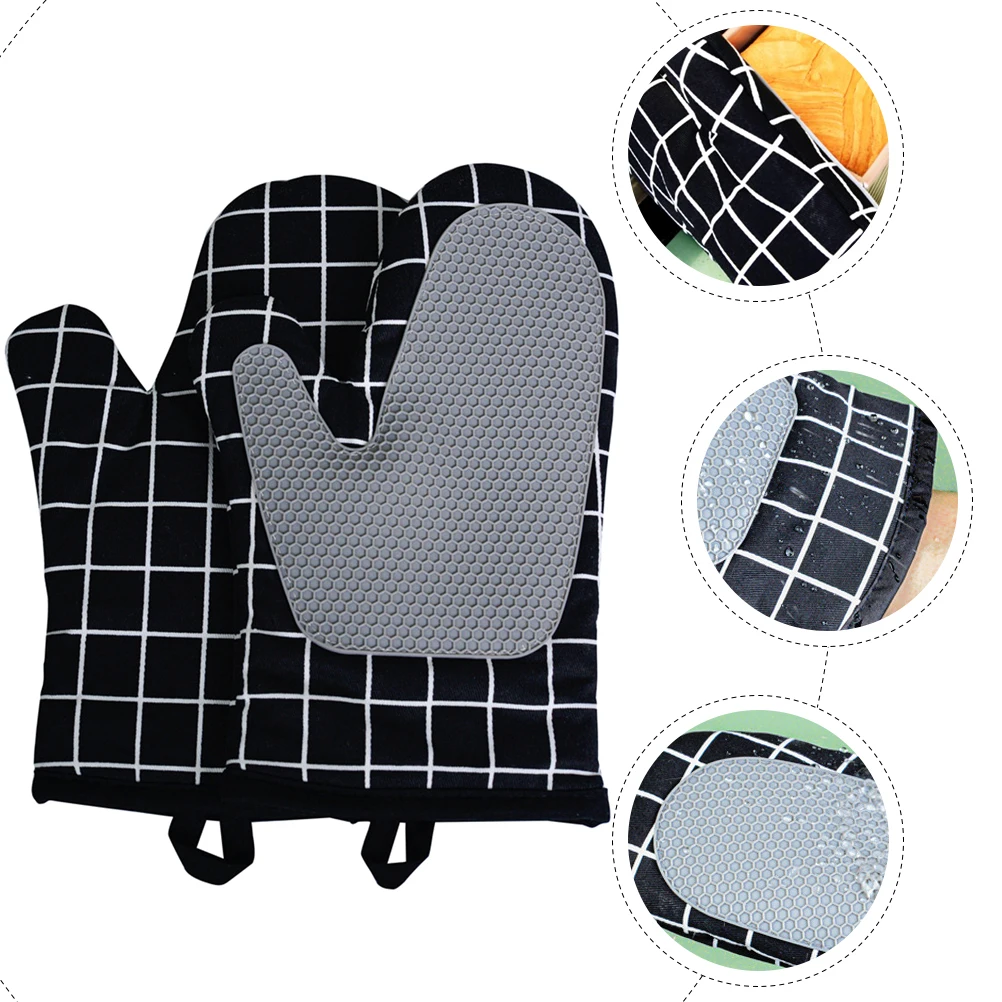 

Insulation Gloves Oven Mittens Kitchen for Cooking Mitts Baking Heat Resistant Stitching