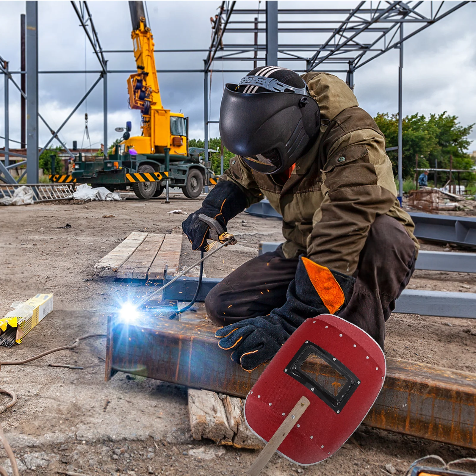 

Handheld Shield Professional Aluminum Construction High Transparency Lens For Sparks Protection Welder Face Mask Welding