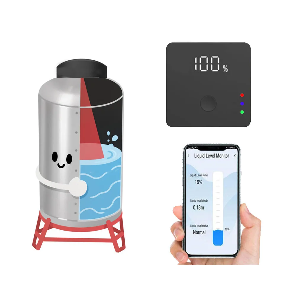 ULS-03GP Wireless Tank Level Monitor Wifi Ultrasonic Sensor APP Level Time Display Water Tank Liquid Alarm Household Indicator
