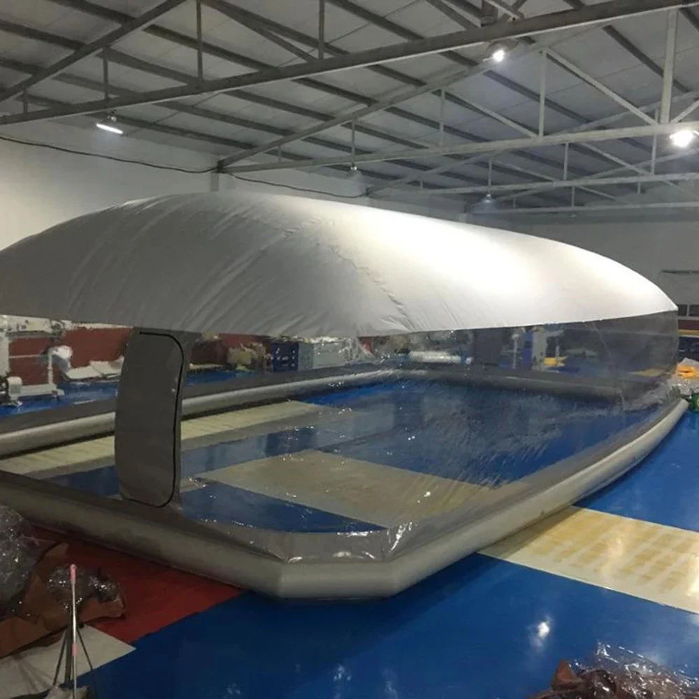 Outdoor Customized Transparent Inflatable Swimming Pool Cover Dome with White Covered Ceiling PVC Winter Circle Cover for Pool