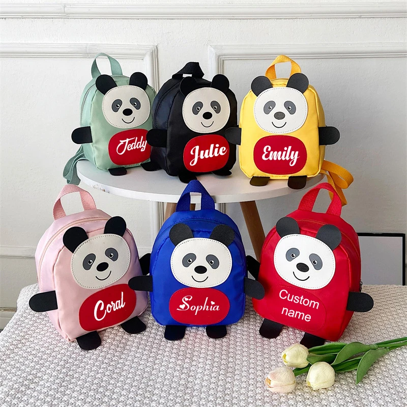 Mochila personalizada con dibujos de animales del Zoo para niños pequeños, mochila con nombre personalizado, mochila con forma de Panda