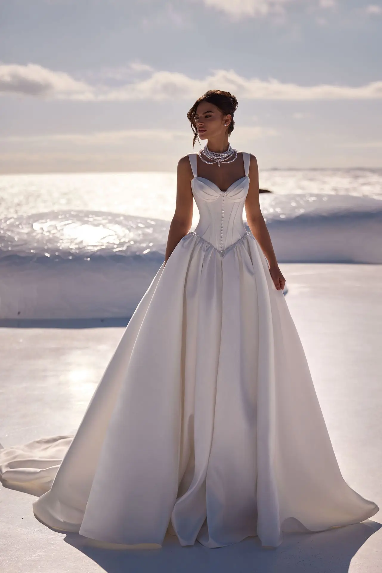 

Satin Wedding Dress A line Corset Vestido Noiva Minimalista Blanco Boda Civil De Elegante Woman Plus Size For Bride Alta Costura