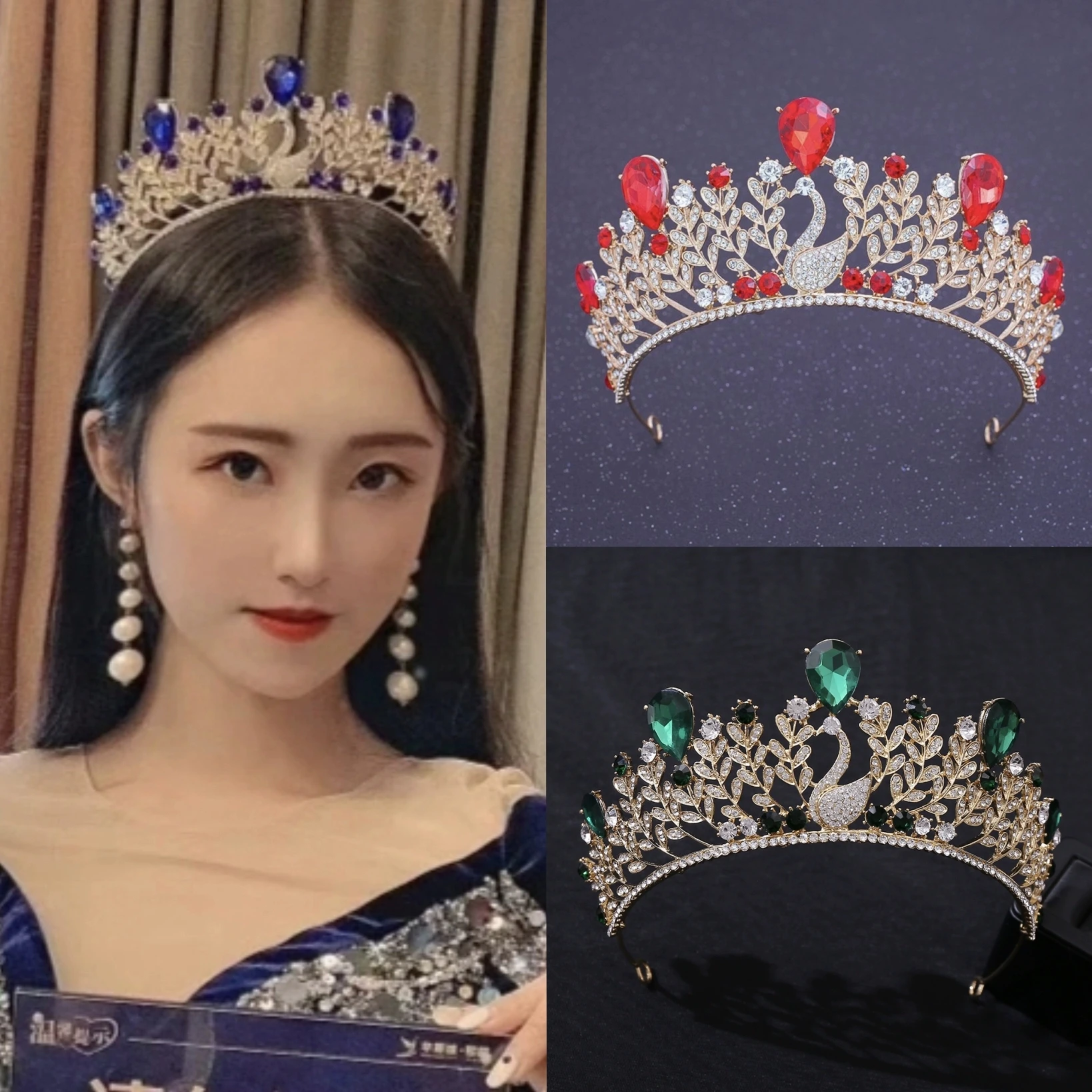 

NiuShuya Elegance Rhinestones Swan Designs Bridal Hair Crown Girls 18-year-old Princess Birthday Wedding Party Hair Accessories