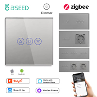 BSEED Zigbee Smart Touch Dimmer Switches Tuya Smart Life App Control With Normal Power Sockets Glass Panel EU Standard Gray