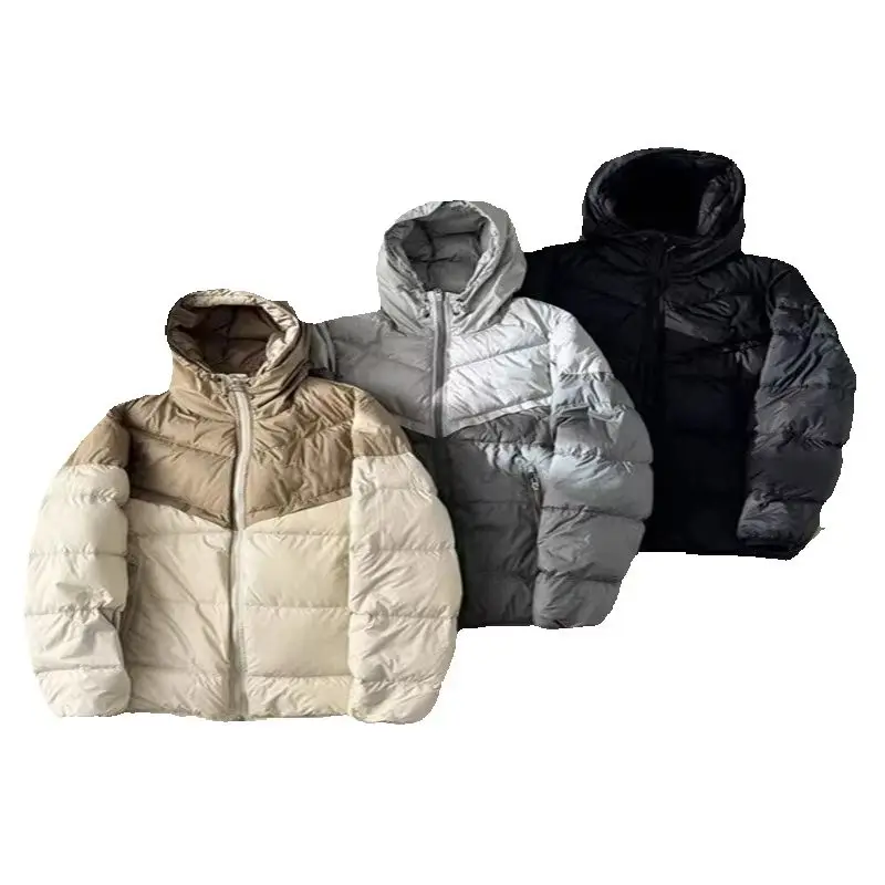 Men's Color Blocked Hooded 26 Winter Windproof Thick White Duck down down Jacket, Casual Streetwear, Outdoor Sports Warm Jacket