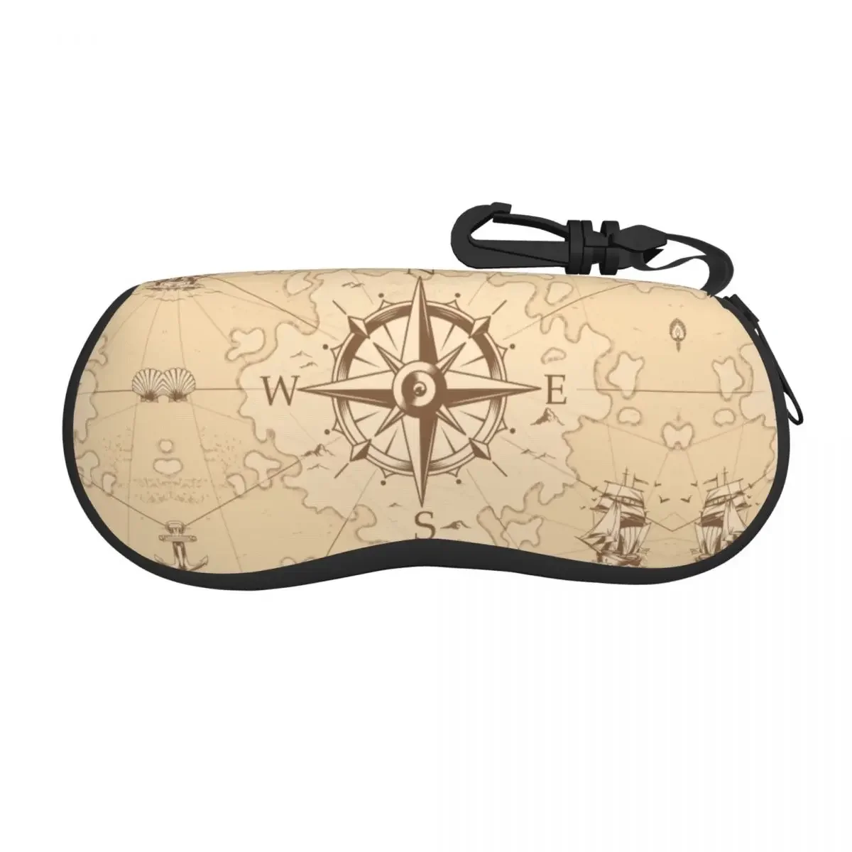 Custom Vintage Pirate's Map Shell Glasses Case Unisex Fashion Nautical Compass Sailor Eyeglasses Case Sunglasses Protector Box