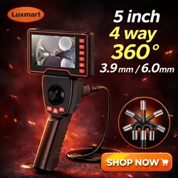 New Steering Endoscope 3.9/6.0mm Borescope 720° 5 Inch LCD 1/2/3m Wire Length for Engine Sewer Inspection Industrial Endoscope