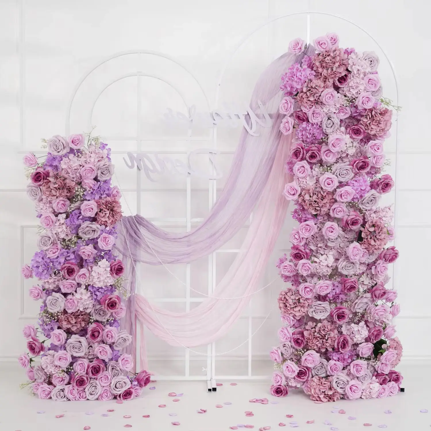

Uflower Luxury 5D Purple Rose hydrangea Floral Arrangement Wedding Decor Backdrop Arch Board Deco Floor Flower Row Runner Event