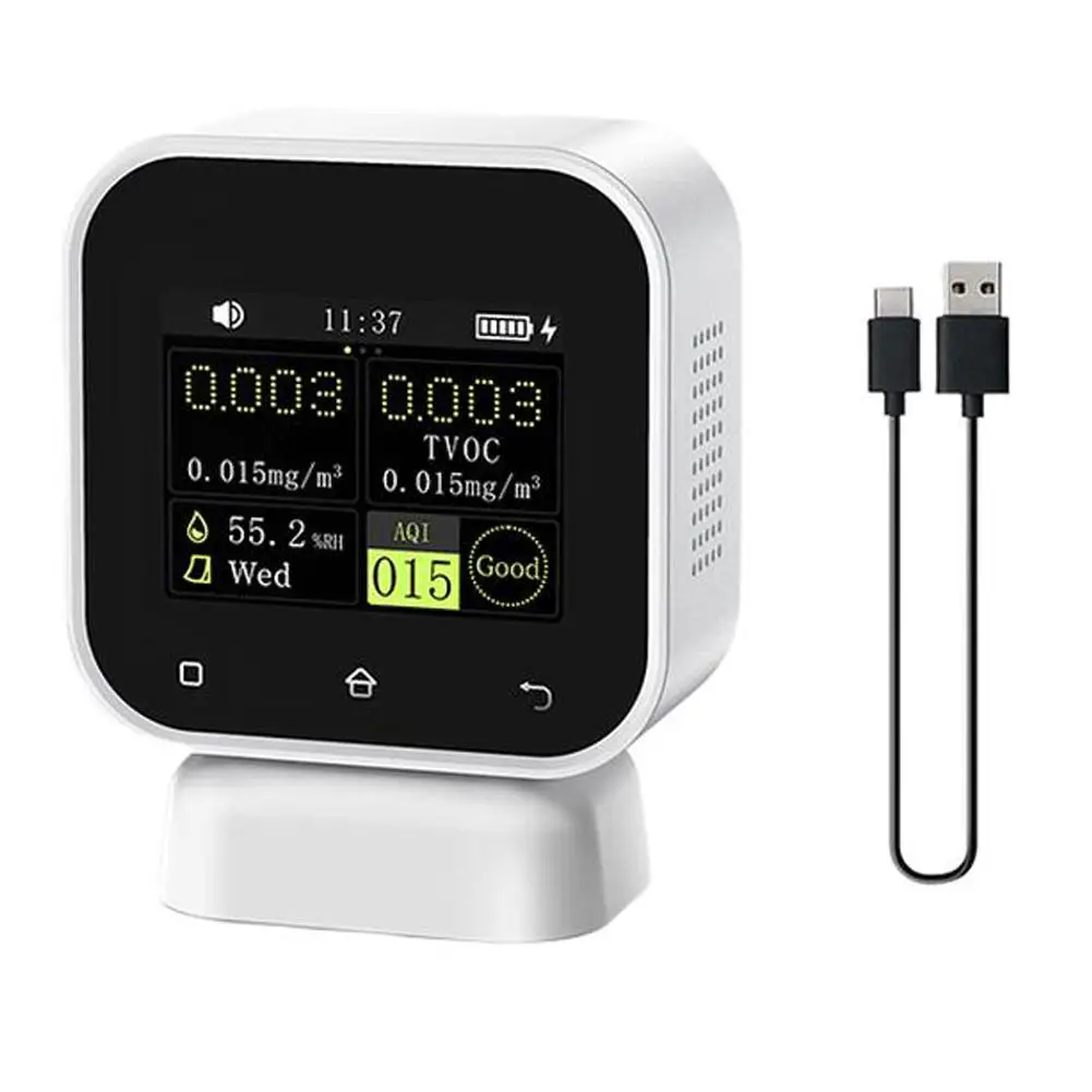 

Health Monitoring About 75 45 95mm Indoor Air Quality Monitor Real-time Humidity Monitor Adjustable Backlight Brightness