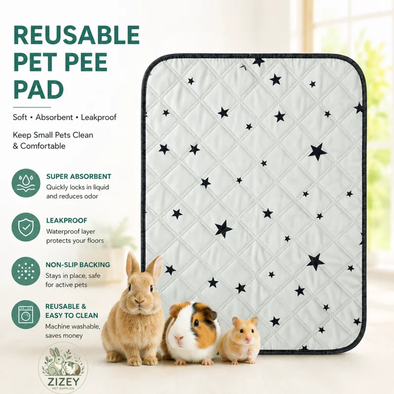Alfombrilla Lavable para Hámster, Reutilizable, Forro para Jaula de Conejo, Colchoneta Suave para Conejos, Cojín Sanitario para Cobayas, Tamaños Pequeños y Grandes, Hábitat