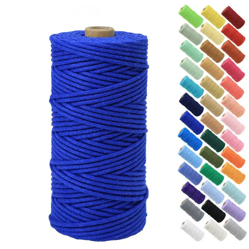 New 3mm-100m Colorful Natural Cotton Macrame Rope Macrame Cotton Cord for Wall Hanging Plant Hangers Crafts Gift Wrapping Rope