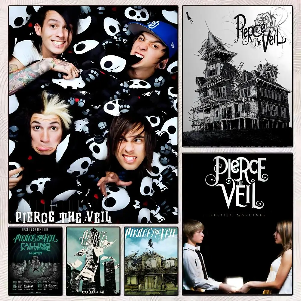 Band P-Pierce The Veil Painting Calligraphy Frameless Canvas Poster Anti-wrinkle Wall Art Perfect for Room Home Decor