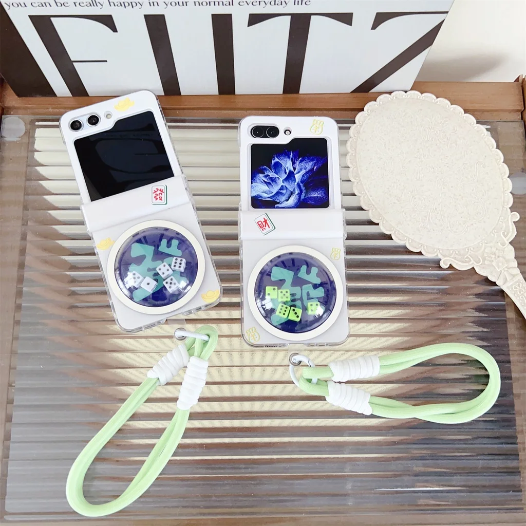 LUSHUO-funda de teléfono para Samsung Galaxy Z Flip 5, carcasa de leopardo de cuero con cordón para Z Flip5 ZFlip5 ZFlip 5