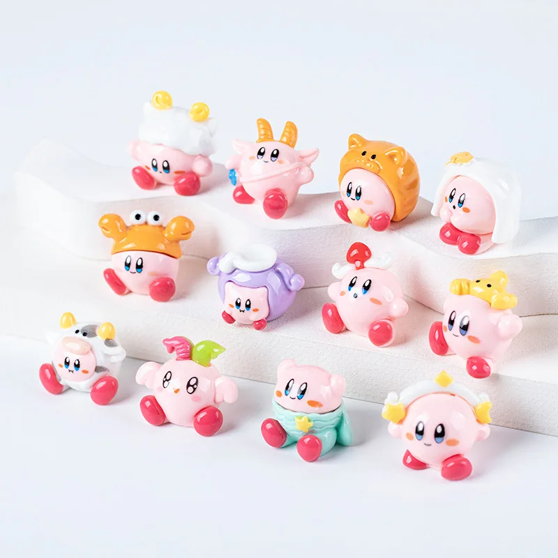 2pcs Cartoon Animals Bandai 3d Constellation Kirby Resin Charms Crafts Embellishments Diy Kirby Miniature Accessories