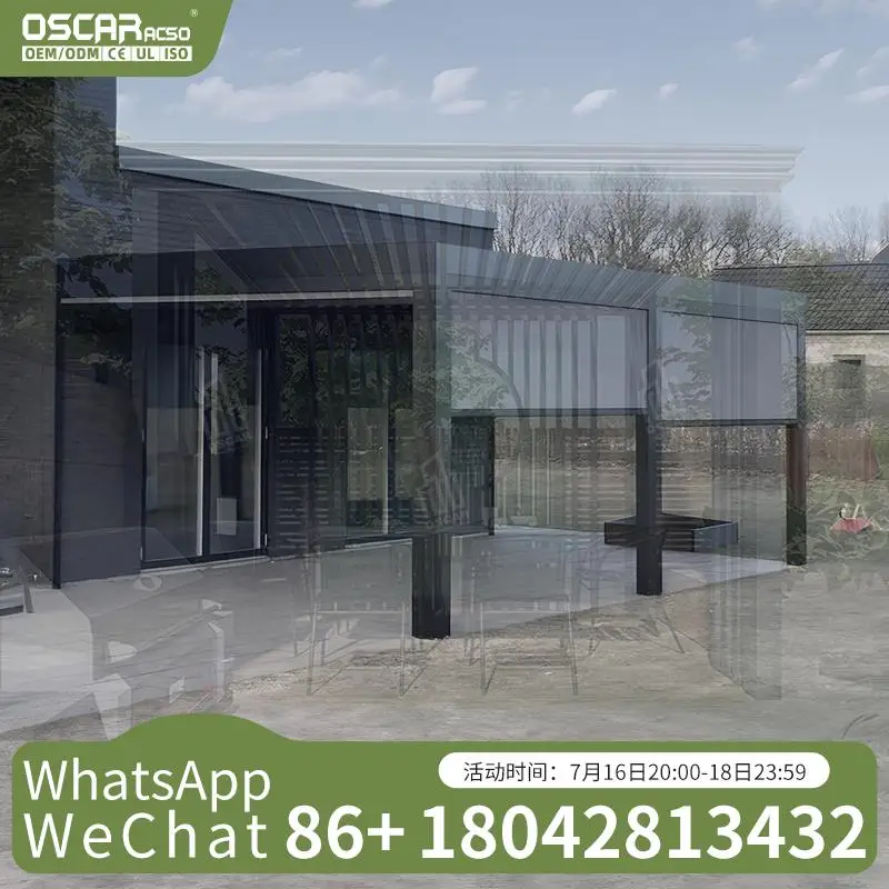 

Электродвигатель для сада снаружи с жалюзи из металла с подсветкой Опция рамы с порошковым покрытием Пергола