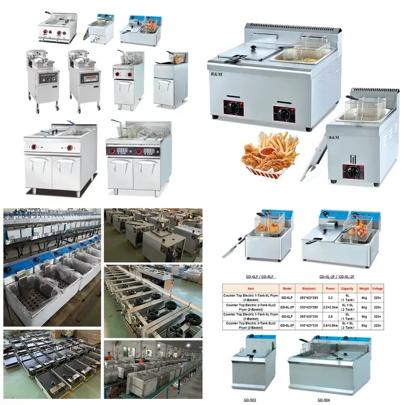 2026 Big Potato Chip Tofu Electric Deep Oil Electronic Commercial Deep Fryer Line Stainless Steel One Double tank 110v